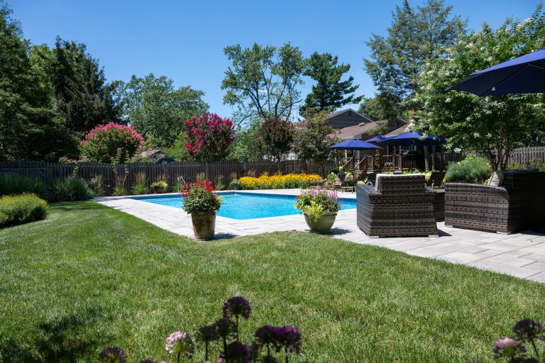 backyard lawn and pool spring maintenance native new jersey plantings scotch plains