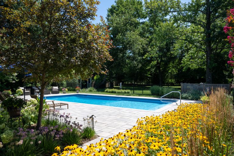 backyard pool coping paver patio new jersey plantings scotch plains new jersey